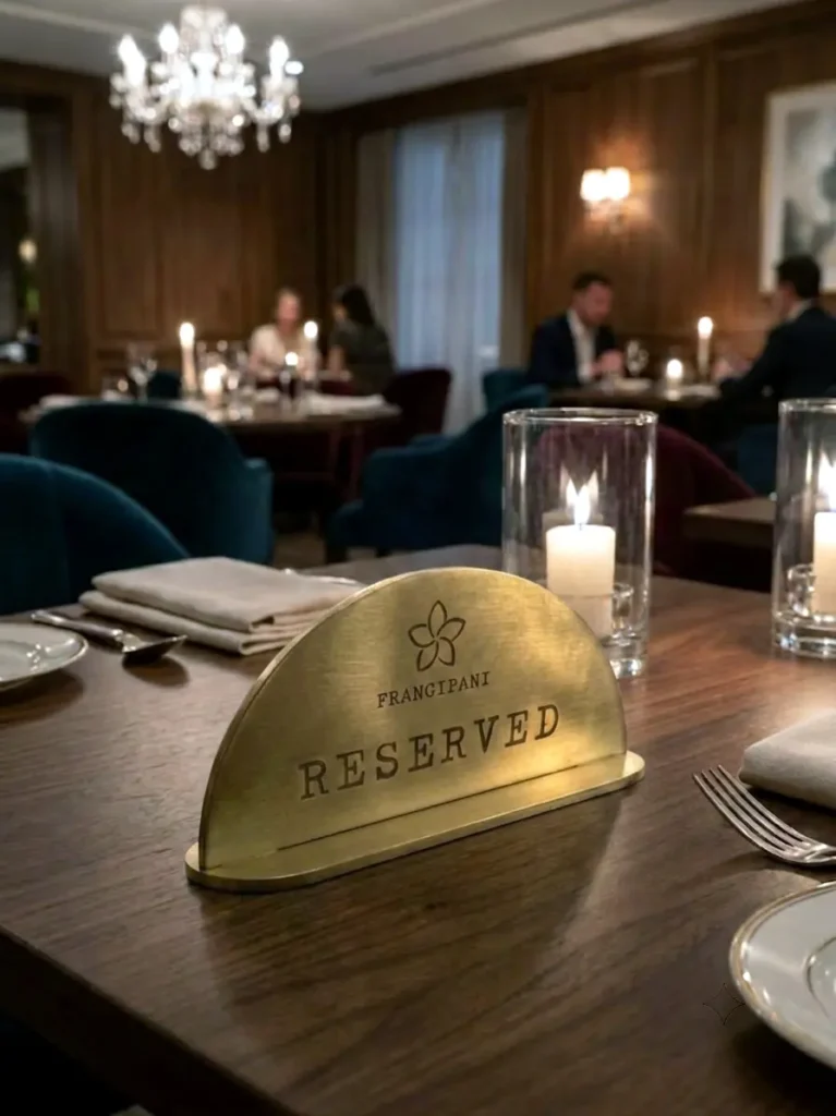 Табличка из латуни "Reserved" в ресторане